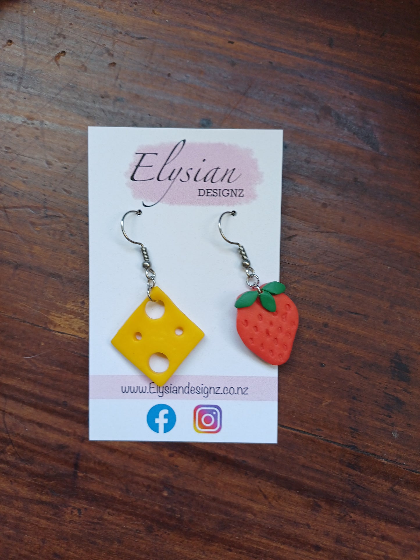 One-Off Earrings - Strawberry and Cheese Mash Up