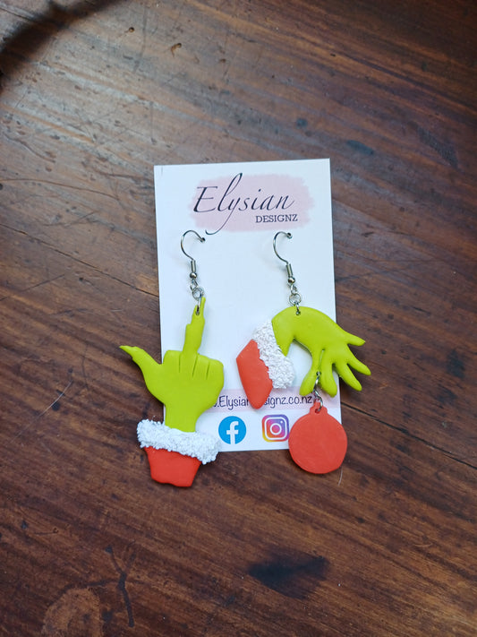 One-Off Earrings - Grinch Mash Up