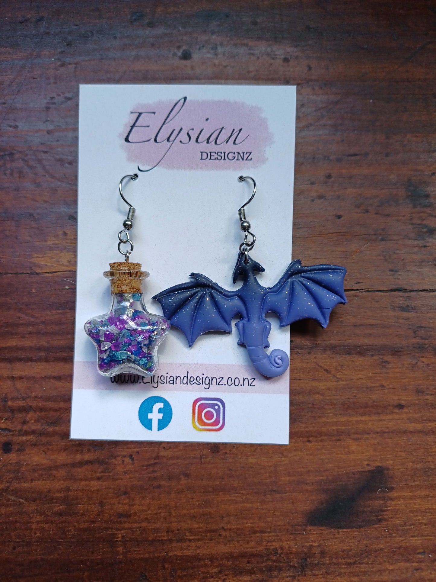 One-Off Earrings - Dragon and Magic Bottle #3