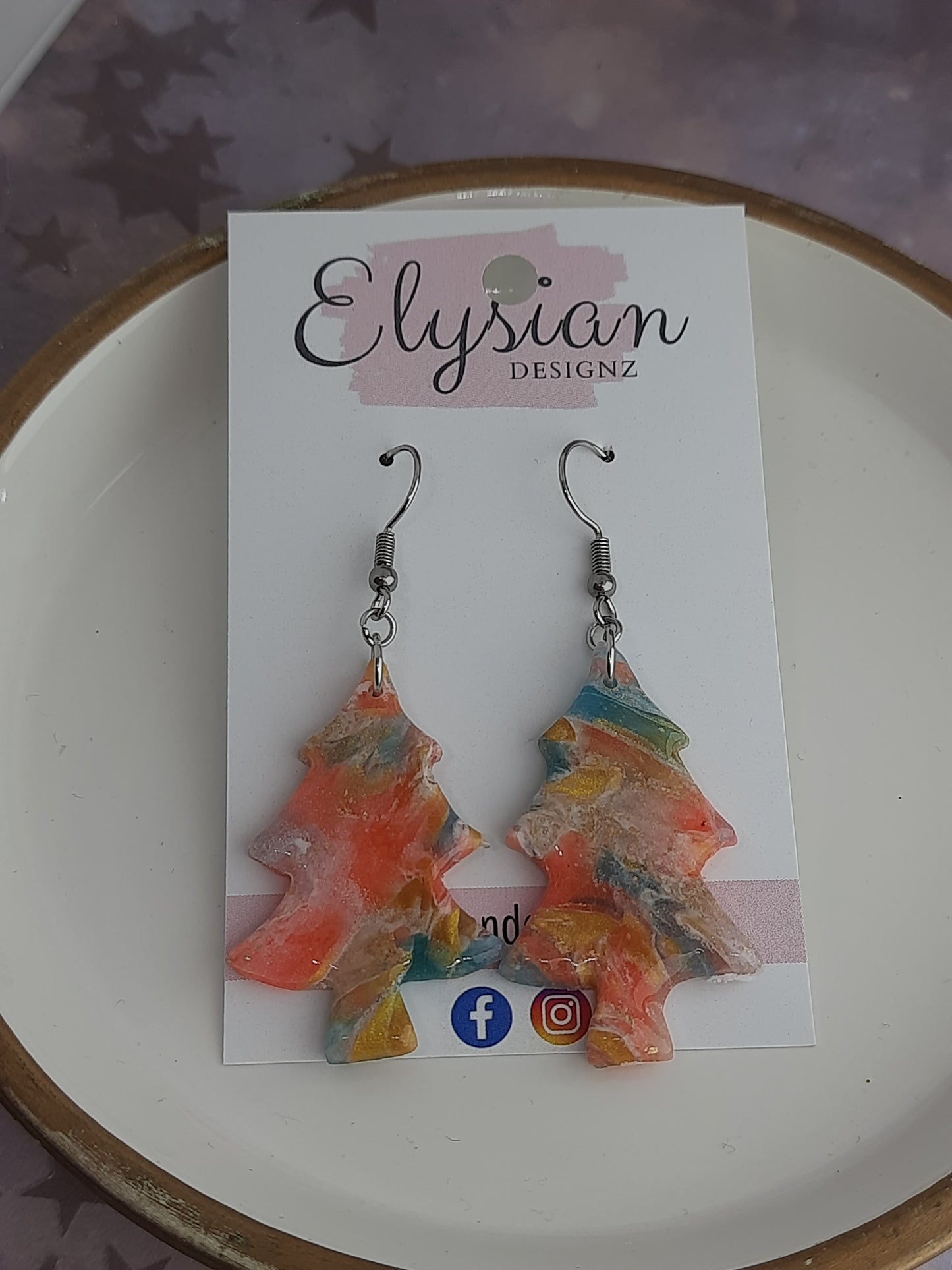 Glass Window Christmas Earrings